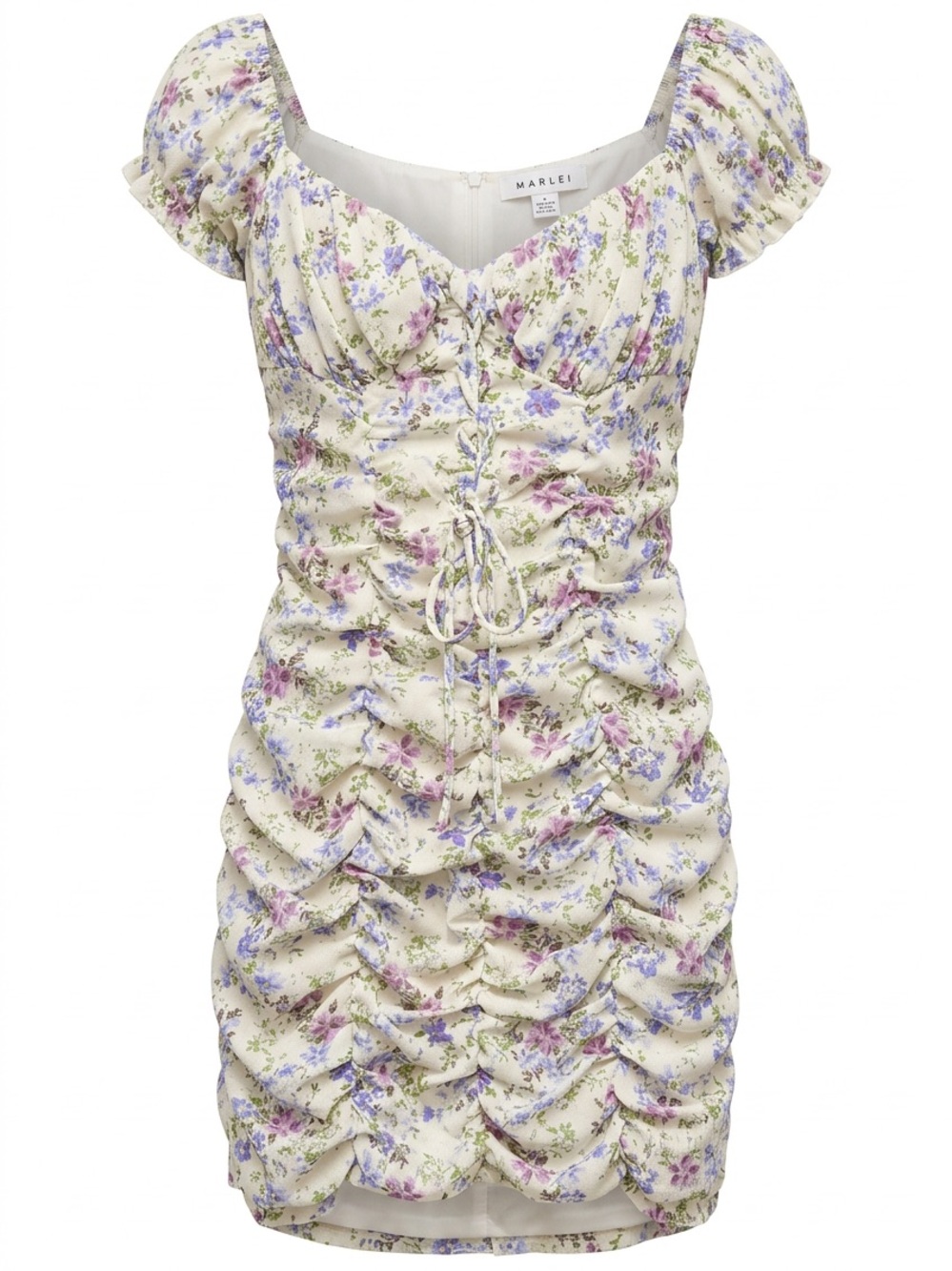 Mable Floral Print Ruched Mini Dress. |Cottagecore 💜💜💜💐💐💐